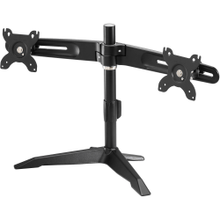 Load image into Gallery viewer, Amer Mounts Stand Based Dual Monitor Mount for two 15in-24in LCD/LED Flat Panel Screens - Supports up to 26.5lb monitors, +/- 20 degree tilt, and VESA 75/100