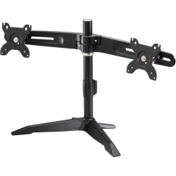 Amer Mounts Stand Based Dual Monitor Mount for two 15in-24in LCD/LED Flat Panel Screens - Supports up to 26.5lb monitors, +/- 20 degree tilt, and VESA 75/100