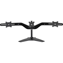 Load image into Gallery viewer, Amer Mounts Stand Based Triple Monitor Mount for three 15in-24in LCD/LED Flat Panel Screens - Supports up to 17.6lb monitors, +/- 20 degree tilt, and VESA 75/100