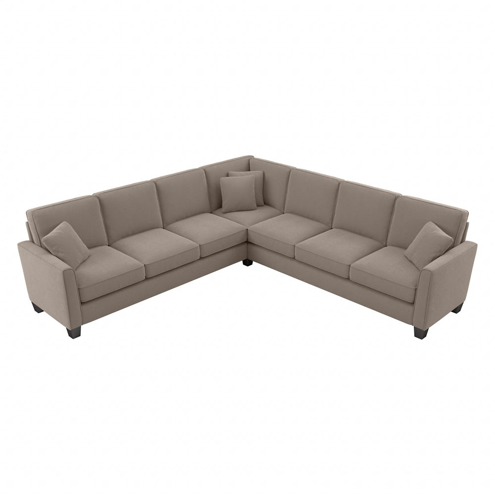 Bush Furniture Flare L-Shaped Sectional Couch, 35-3/4inH x 111-1/16inW x 111-1/16inD, Tan Microsuede Fabric, Standard Delivery