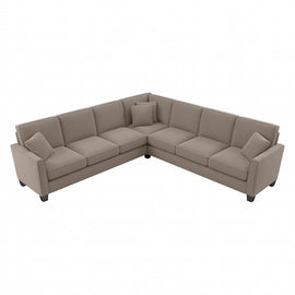 Bush Furniture Flare L-Shaped Sectional Couch, 35-3/4inH x 111-1/16inW x 111-1/16inD, Tan Microsuede Fabric, Standard Delivery