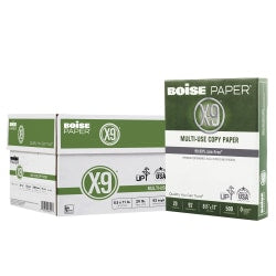 Boise X-9 Multi-Use Printer & Copy Paper, 10 Reams, White, Letter (8.5in x 11in), 5000 Sheets Per Case, 20 Lb, 92 Brightness