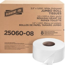 Load image into Gallery viewer, Genuine Joe 2-Ply Embossed Jumbo Roll Toilet Paper, 1000 Sheets Per Roll, Pack Of 8 Rolls