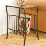 Southern Enterprises Contemporary Metal Magazine Table, Rectangle, Clear/Black