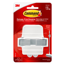 Load image into Gallery viewer, Command Broom and Mop Grippers Wall Hook, 1-Command Hanger, 2-Command Strips, Damage-Free Hanging of Dorm Room Mops and Brooms, White