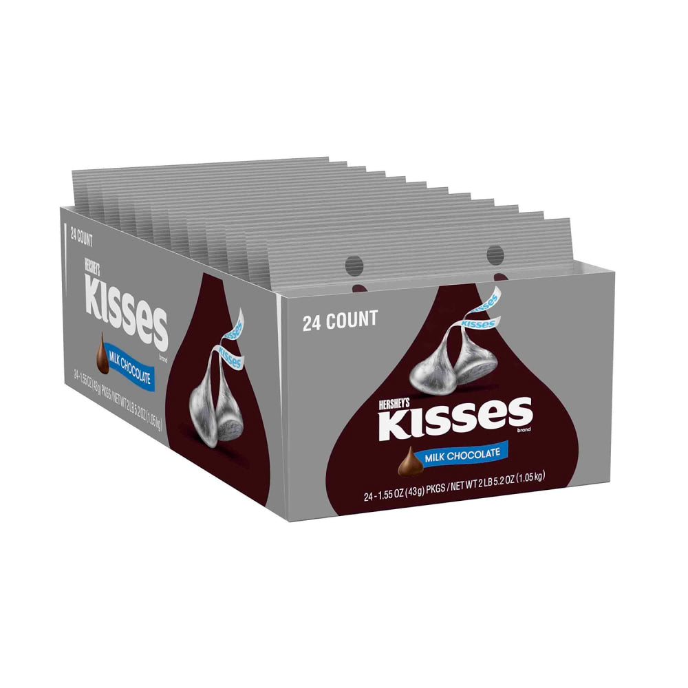 Hersheys Milk Chocolate Kisses, 155 Oz Bag, Box Of 24 Bags