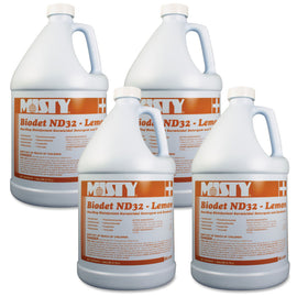Amrep Biodet ND32 One-Step Disinfectant - Concentrate Liquid - 128 fl oz (4 quart) - Lemon Scent - 4 / Carton - Yellow