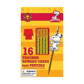 Eureka Peanuts Snoopy Way To Go Pencil Rewards With Toppers, Black/Yellow, Grades Pre-K - 12, Pack Of 64