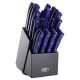 Oster Evansville 22-Piece Stainless-Steel Cutlery Set With Block, Yale Blue
