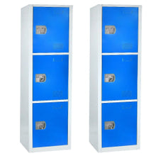 Load image into Gallery viewer, Alpine Large 3-Tier Steel Lockers, 72inH x 12inW x 12inD, Blue, Pack Of 2 Lockers