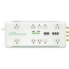 Load image into Gallery viewer, Compucessory Slim 10-Outlet Surge Protector, 6ft Cord, White, CCS31900