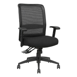 Lorell Ergonomic Flexible Mesh High-Back Multifunction Chair, Fabric Seat, Black