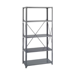 Safco Commercial Steel Shelving, 5 Shelves, 36in W x 18in D x 75in H