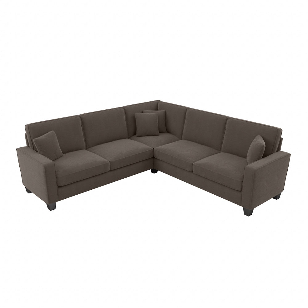 Bush Furniture Stockton 99inW L-Shaped Sectional Couch, Chocolate Brown Microsuede Fabric, Standard Delivery