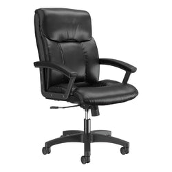HON Ergonomic Bonded Leather Padded Loop Arm Executive Chair, Black