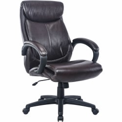 Lorell Ergonomic Bonded Leather High-Back Executive Chair, Brown