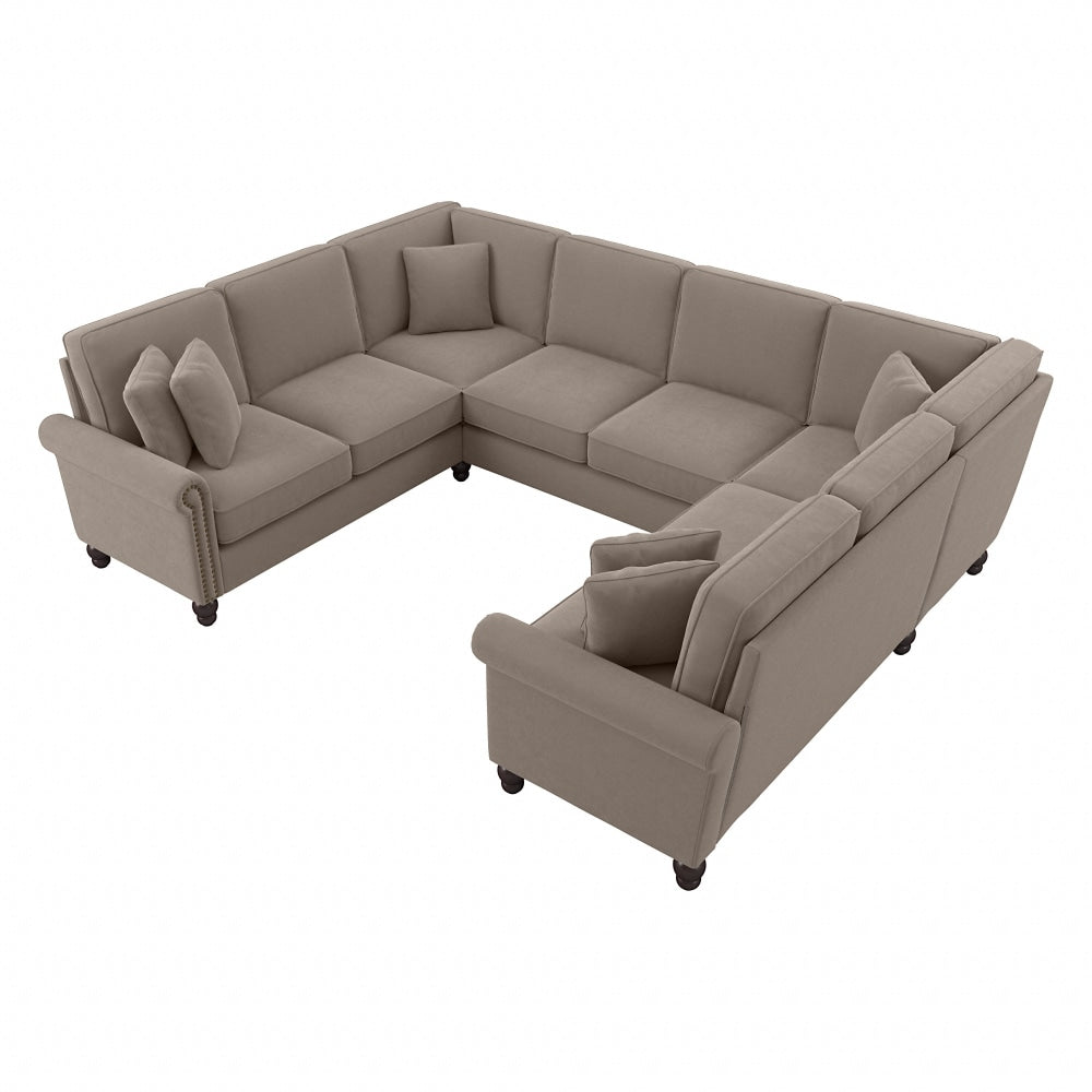 Bush Furniture Coventry 113inW U-Shaped Sectional Couch, Tan, Standard Delivery