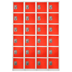 Alpine 6-Tier Steel Lockers, 72inH x 12inW x 12inD, Red, Pack Of 4 Lockers