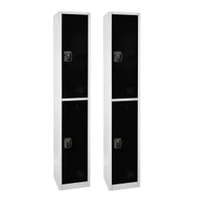 Load image into Gallery viewer, Alpine 2-Tier Steel Lockers, 72inH x 15inW x 15inD, Black, Set Of 2 Lockers