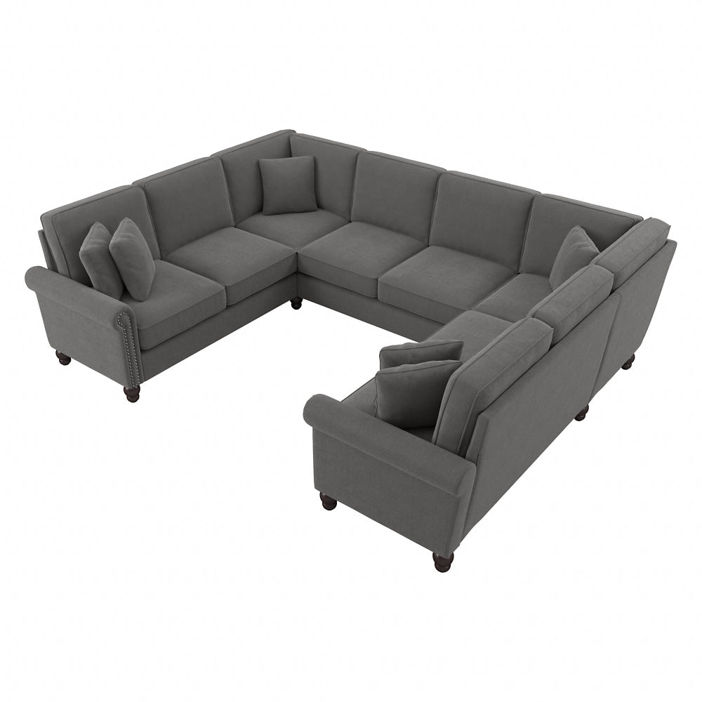 Bush Furniture Coventry 113inW U-Shaped Sectional Couch, French Gray Herringbone, Standard Delivery