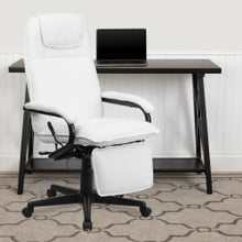 Load image into Gallery viewer, Flash Furniture Ergonomic LeatherSoft Faux Leather High-Back Reclining Swivel Chair, White/Black