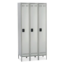 Load image into Gallery viewer, Safco Single-Tier Two-Tone 3-Column Locker With Legs, 78inH x 54inW x 12inD, Gray