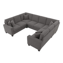 Load image into Gallery viewer, Bush Furniture Stockton 113inW U-Shaped Sectional Couch, French Gray Herringbone, Standard Delivery