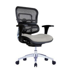 WorkPro 12000 Series Ergonomic Mesh/Antimicrobial Vinyl Mid-Back Chair, Gray/Black, BIFMA Compliant