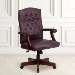 Flash Furniture Martha Washington LeatherSoft Faux Leather High-Back Swivel Office Chair, Burgundy
