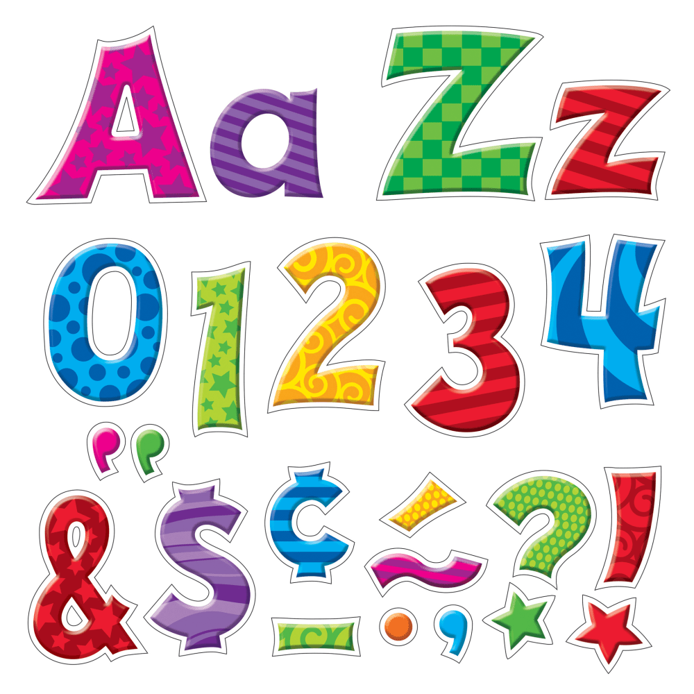TREND Ready Letters Patchwork Furry Friends Uppercase And Lowercase Letters, 4in, Multicolored, Pack Of 225