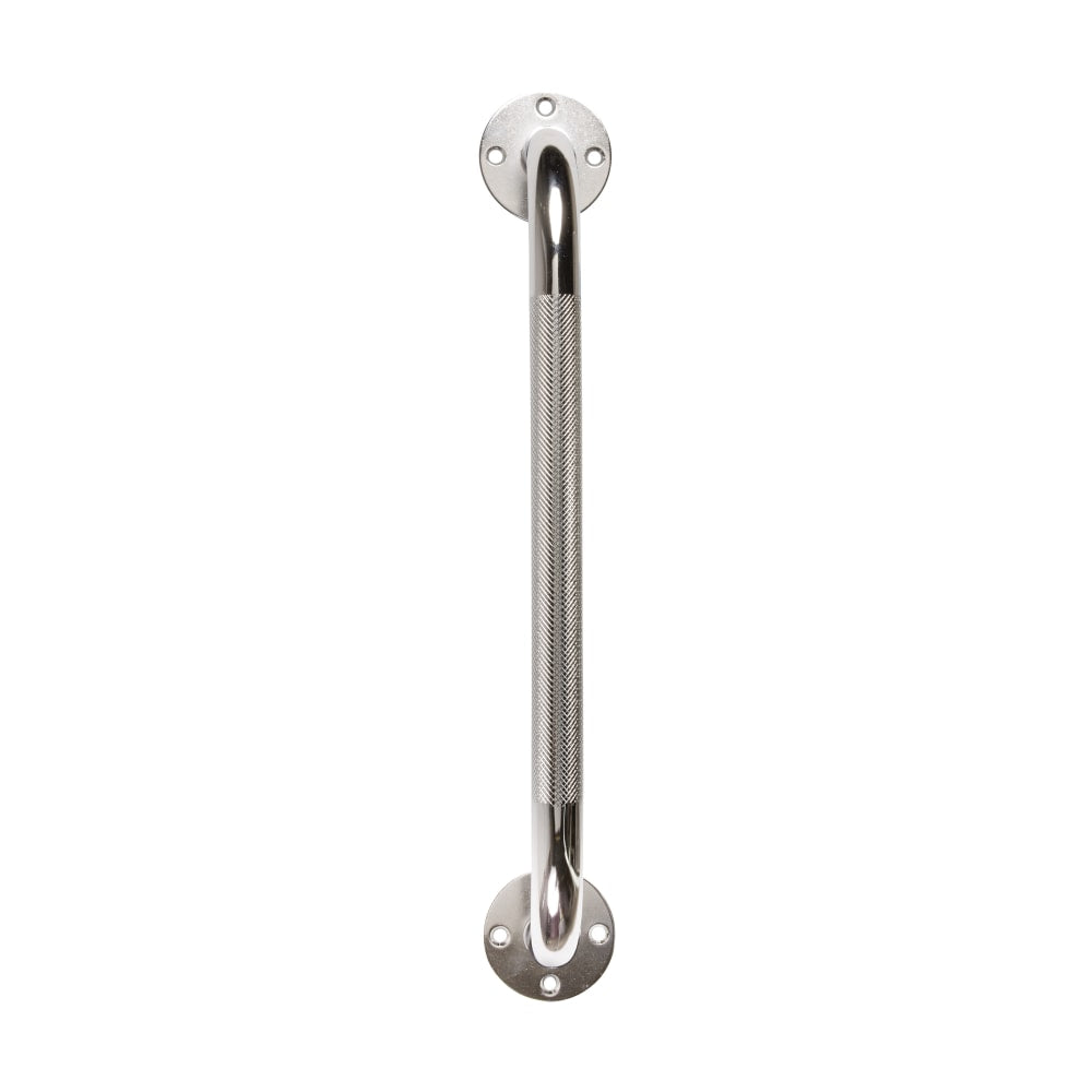 HealthSmart Steel Knurled Grab Bar, 16inH x 2inW x 3inD, Silver
