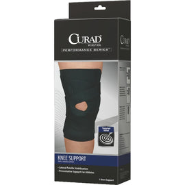 CURAD J-Buttress Knee Supports, Left, Medium, Black, Pack Of 4