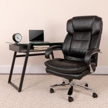 Load image into Gallery viewer, Flash Furniture Hercules 24-7 Intensive Use Big &amp; Tall Ergonomic LeatherSoft Faux Leather Office Chair With Loop Arms, Black/Gray