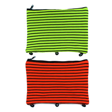 Load image into Gallery viewer, Inkology Spandex Neon Striped Pencil Pouches, 7-1/2in x 9-1/2in, Assorted Colors, Pack Of 6 Pouches