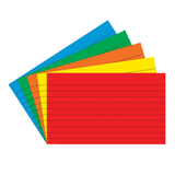 Top Notch Teacher Products Bright Primary Lined Index Cards, 3in x 5in, Assorted Colors, 75 Cards Per Pack, Case Of 10 Packs