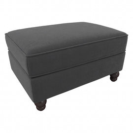 Bush Furniture Coventry Storage Ottoman, Charcoal Gray Herringbone, Standard Delivery