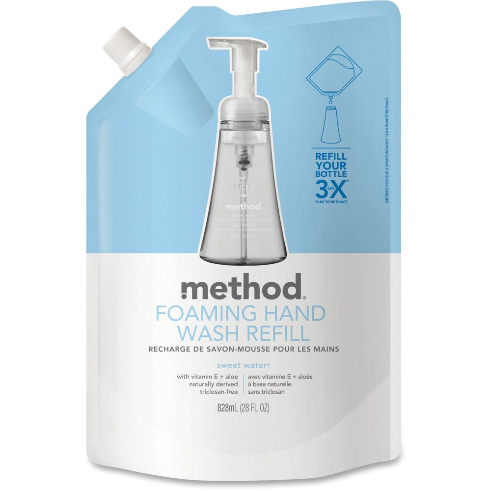 Method Sweet Water Foam Hand Wash Refill - Sweet Water Scent - 28 fl oz (828.1 mL) - Hand - Clear - Triclosan-free - 6 / Carton