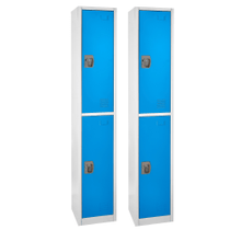 Load image into Gallery viewer, Alpine 2-Tier Steel Lockers, 72inH x 15inW x 15inD, Blue, Set Of 2 Lockers