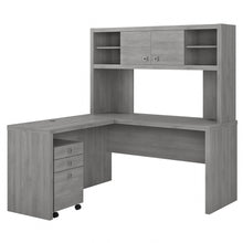 Load image into Gallery viewer, Kathy Ireland Office Echo L-Shaped Desk With Hutch And Mobile File Cabinet, Modern Gray, Standard Delivery