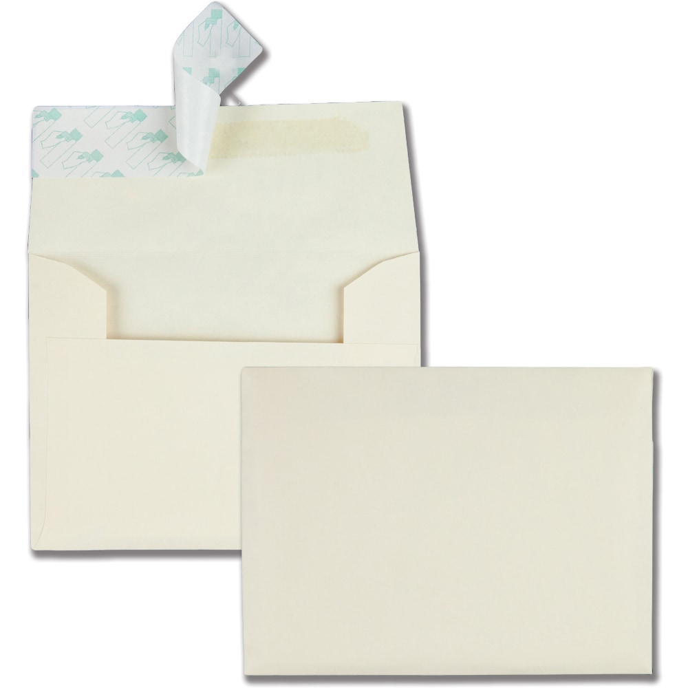 Quality Park Ivory Greeting Card/Invite Envelopes - Announcement - 4 3/8in Width x 5 3/4in Length - Peel & Seal - 100 / Box - Ivory