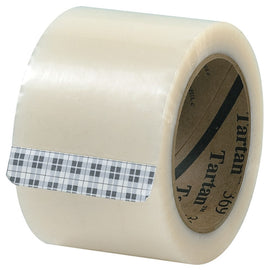 3M Tartan 369 Carton Sealing Tape, 3in x 110 Yd., Clear, Case Of 24