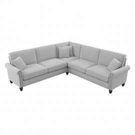 Bush Furniture Coventry 99inW L-Shaped Sectional Couch, Light Gray Microsuede Fabric, Standard Delivery