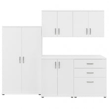 Load image into Gallery viewer, Bush Business Furniture Universal 92inW 5-Piece Modular Storage Set With Floor And Wall Cabinets, White, Standard Delivery
