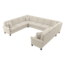 Load image into Gallery viewer, Bush Furniture Coventry 137inW U-Shaped Sectional Couch, Cream Herringbone, Standard Delivery