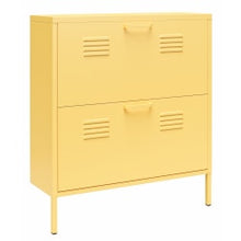 Load image into Gallery viewer, Ameriwood Home Novogratz Cache 2-Door Locker-Style Metal Shoe Storage Cabinet, 35-1/4inH x 31-1/2inW x 10-1/4inD, Yellow