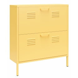 Ameriwood Home Novogratz Cache 2-Door Locker-Style Metal Shoe Storage Cabinet, 35-1/4inH x 31-1/2inW x 10-1/4inD, Yellow