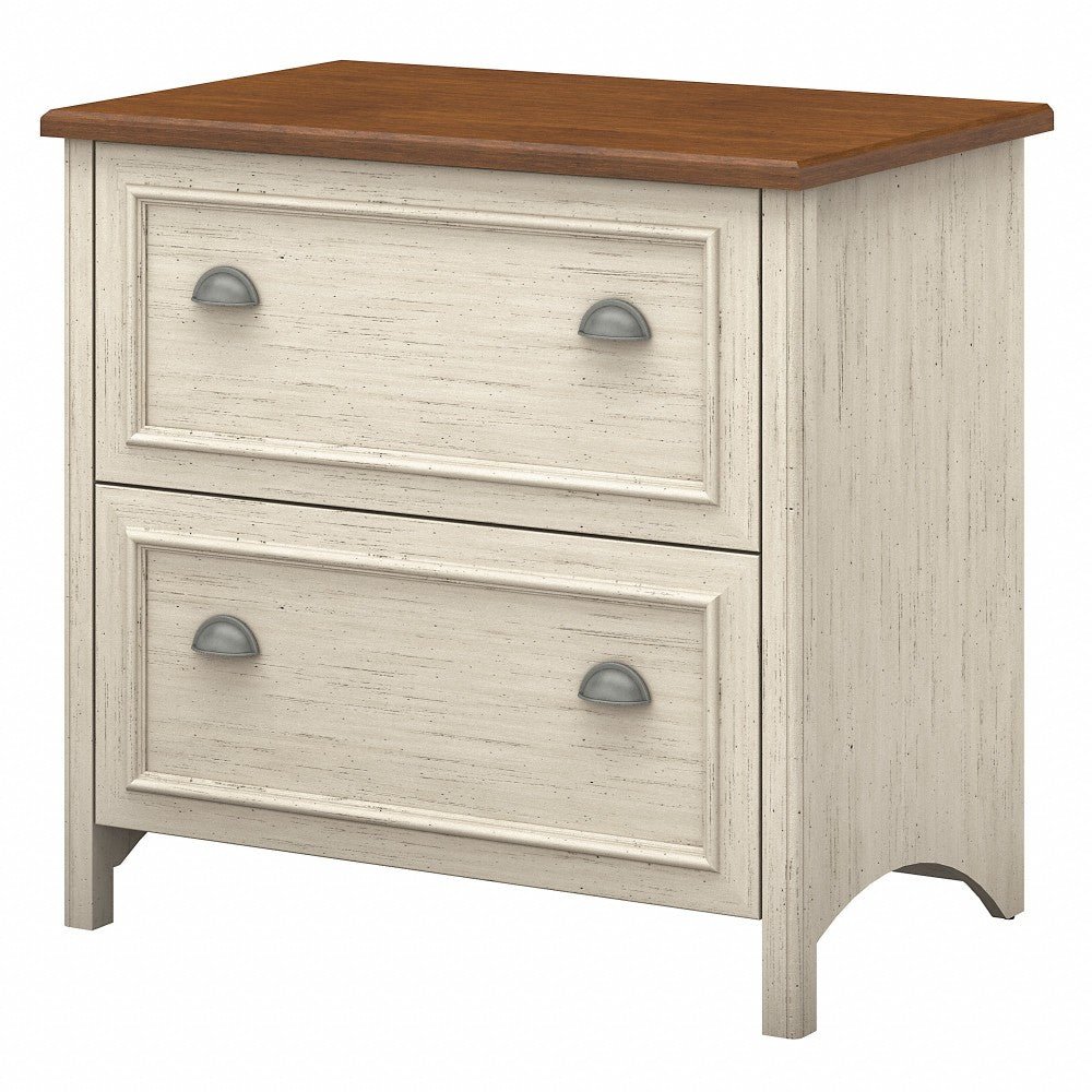 Bush Business Furniture Fairview 21inD Lateral 2-Drawer File Cabinet, Antique White/Tea Maple, Delivery