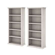 Load image into Gallery viewer, Bush Business Furniture Yorktown 67inH 5-Shelf Bookcases, Linen White Oak, Set Of 2 Bookcases, Standard Delivery