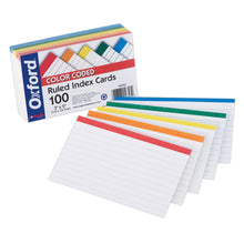 Load image into Gallery viewer, Oxford Color-Coded Index Cards, 3in x 5in, Assorted Colors, Pack Of 100