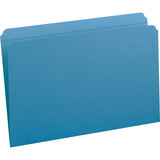 Smead Colored Straight Tab Cut Legal Recycled Top Tab File Folder - 8 1/2in x 14in - 3/4in Expansion - Blue - 10% - 100 / Box